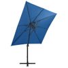 Sombrilla Voladiza Con Poste Y Luces Led Azul 250 Cm