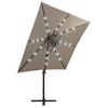 Sombrilla Voladiza Con Poste Y Luces Led Gris Taupé 250 Cm Gris Topo