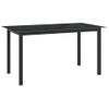 Mesa De Jardín De Aluminio Y Vidrio Negro 150x90x74 Cm