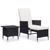 Set Muebles De Jardín 2 Piezas Y Cojines Ratán Sintético Negro