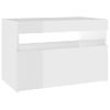 Mesitas Noche Led 2 Uds Contrachapada Blanco Brillo 60x35x40 Cm