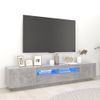 Mueble Para Tv Con Luces Led Gris Hormigón 200x35x40 Cm