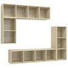 Set De Muebles Para Tv 4 Pzas Madera Contrachapada Roble Sonoma Marrón