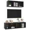 Muebles De Salón 2 Piezas Madera De Ingeniería Negro Brillo