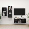 Set De Mueble Para Tv 3 Pzas Madera Contrachapada Negro Brillo