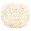 Puf De Macramé Hecho A Mano Algodón 45x30 Cm Beige