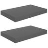 Estantes Flotantes De Pared 2 Uds Mdf Gris Brillo 40x23x3,8 Cm