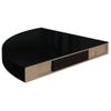 Estante Flotante De Esquina Negro Brillante Mdf 35x35x3,8 Cm