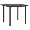 Mesa De Comedor De Jardín Acero Y Vidrio Negro 80x80x74 Cm