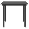 Mesa De Comedor De Jardín Acero Y Vidrio Negro 80x80x74 Cm