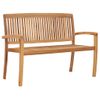 Banco De Jardín Apilable Con Cojín Madera Maciza Teca 128,5 Cm Beige