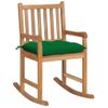 Silla Mecedora De Madera Maciza De Teca Con Cojín Verde Marrón