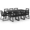 Juego De Comedor Para Jardín 9 Piezas Ratán Pvc Negro