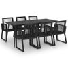 Juego De Comedor Para Jardín 7 Piezas Ratán Pvc Negro