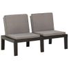 Set De Muebles De Jardín 4 Piezas Con Cojines Plástico Gris