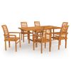 Conjunto De Comedor De Jardín 7 Piezas Madera Maciza De Teca Marrón