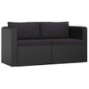 Set Muebles De Jardín 7 Piezas Y Cojines Ratán Sintético Negro