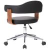 Silla De Oficina Giratoria Madera Curvada Cuero Sintético Negro