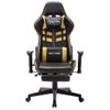 Silla De Gaming Con Reposapiés Cuero Sintético Negro Y Dorado Multicolor