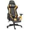 Silla Gaming Giratoria Con Reposapiés Pvc Dorado