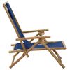 Silla De Relajación Reclinable De Bambú Y Tela Azul Marino