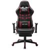 Silla De Gaming Reposapiés Cuero Sintético Negro Y Rojo Tinto Multicolor