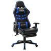 Silla De Gaming Con Reposapiés Cuero Sintético Negro Y Azul Multicolor