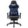 Silla De Gaming Con Reposapiés Cuero Sintético Negro Y Azul Multicolor