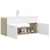 Mueble Con Lavabo Aglomerado Blanco Y Roble Sonoma