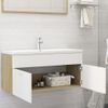 Mueble Con Lavabo Aglomerado Blanco Y Roble Sonoma