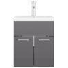 Mueble Con Lavabo Aglomerado Gris Brillante