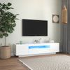 Mueble De Tv Con Luces Led Blanco Brillante 160x35x40 Cm