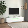 Mueble De Tv Con Luces Led Blanco Brillante 160x35x40 Cm