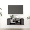 Mueble De Pared Tv Madera Contrachapada Gris Brillo 102x35x35cm