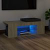 Mueble De Tv Con Luces Led Roble Sonoma 90x39x30 Cm Marrón