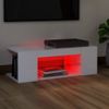 Mueble De Tv Con Luces Led Blanco Brillante 90x39x30 Cm