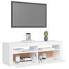 Mueble De Tv Con Luces Led Blanco Brillante 120x35x40 Cm