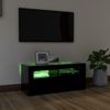 Mueble De Tv Con Luces Led Negro 90x35x40 Cm