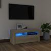 Mueble De Tv Con Luces Led Roble Sonoma 90x35x40 Cm Marrón