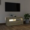 Mueble De Tv Con Luces Led Roble Sonoma 90x35x40 Cm Marrón