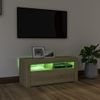 Mueble De Tv Con Luces Led Roble Sonoma 90x35x40 Cm Marrón