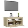 Mueble De Tv Con Luces Led Roble Sonoma 90x35x40 Cm Marrón