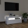 Mueble De Tv Con Luces Led Blanco Brillante 90x35x40 Cm