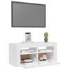 Mueble De Tv Con Luces Led Blanco Brillante 90x35x40 Cm