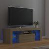 Mueble De Tv Con Luces Led Roble Sonoma 120x35x40 Cm Marrón