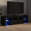 Mueble De Tv Con Luces Led Negro 140x36,5x40 Cm