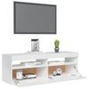 Mueble De Tv Con Luces Led Blanco Brillante 120x35x40 Cm