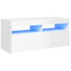 Mueble De Tv Con Luces Led Blanco Brillante 90x35x40 Cm