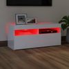 Mueble De Tv Con Luces Led Blanco Brillante 90x35x40 Cm