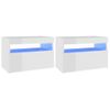 Muebles De Tv Con Luces Led 2 Uds Blanco Brillante 60x35x40 Cm